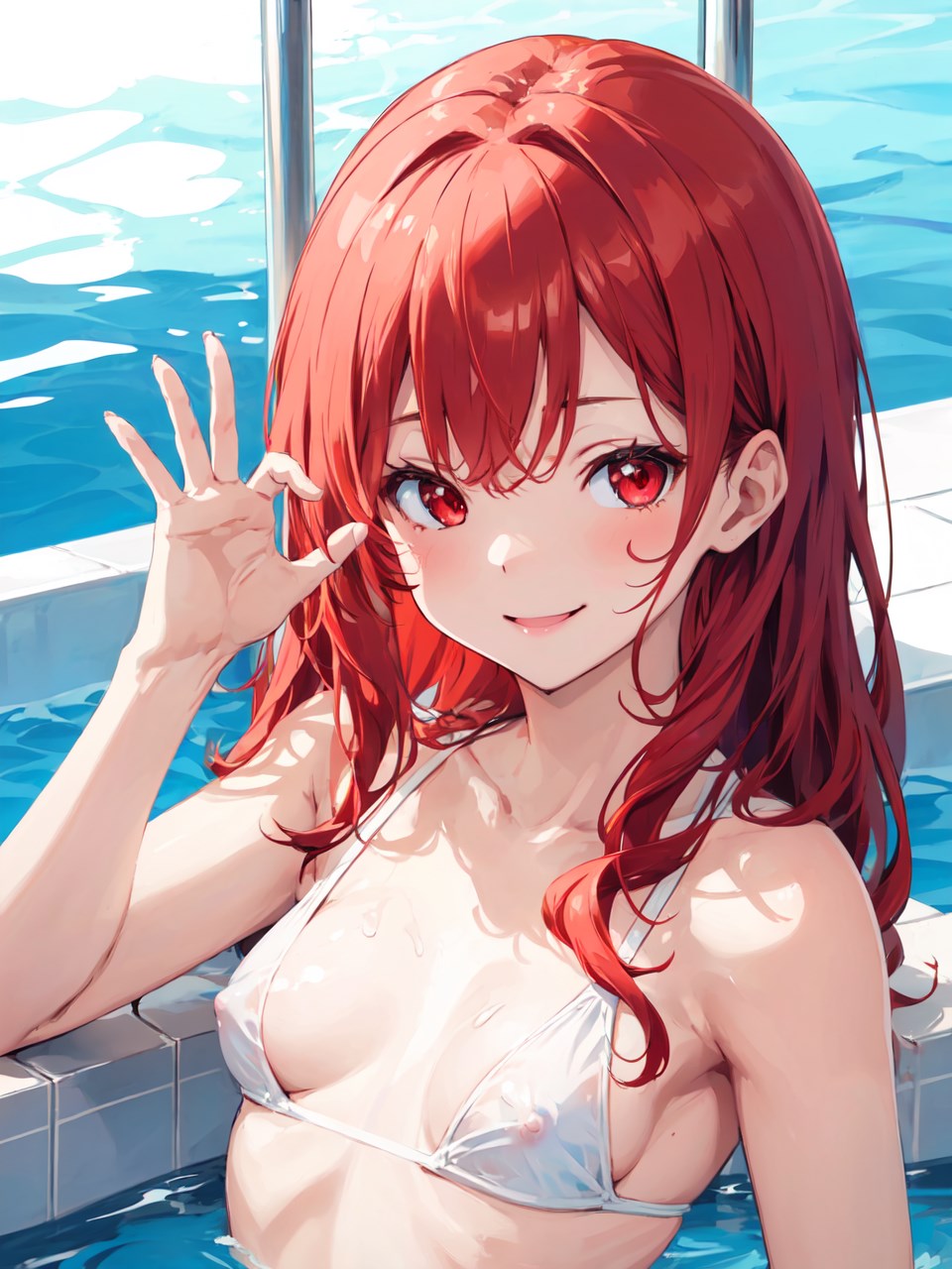 濡れ透け水着でピースを決めれば、世界はピースになる二次萌美少女９