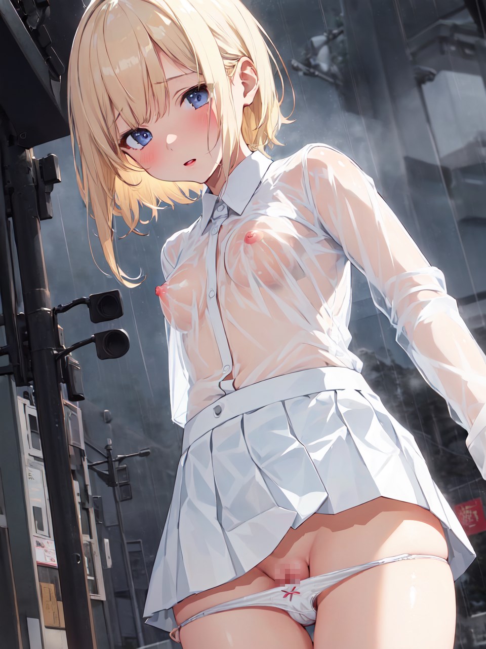 雨の濡れ透けエロガール７